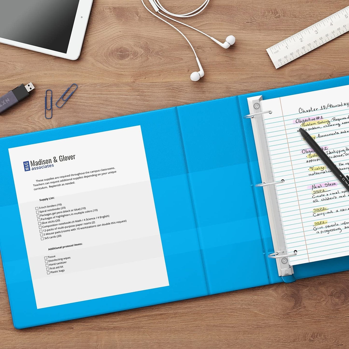 Staples Heavy-Duty 3-Inch 3-Ring View Binder, Light Blue, 2-Pack