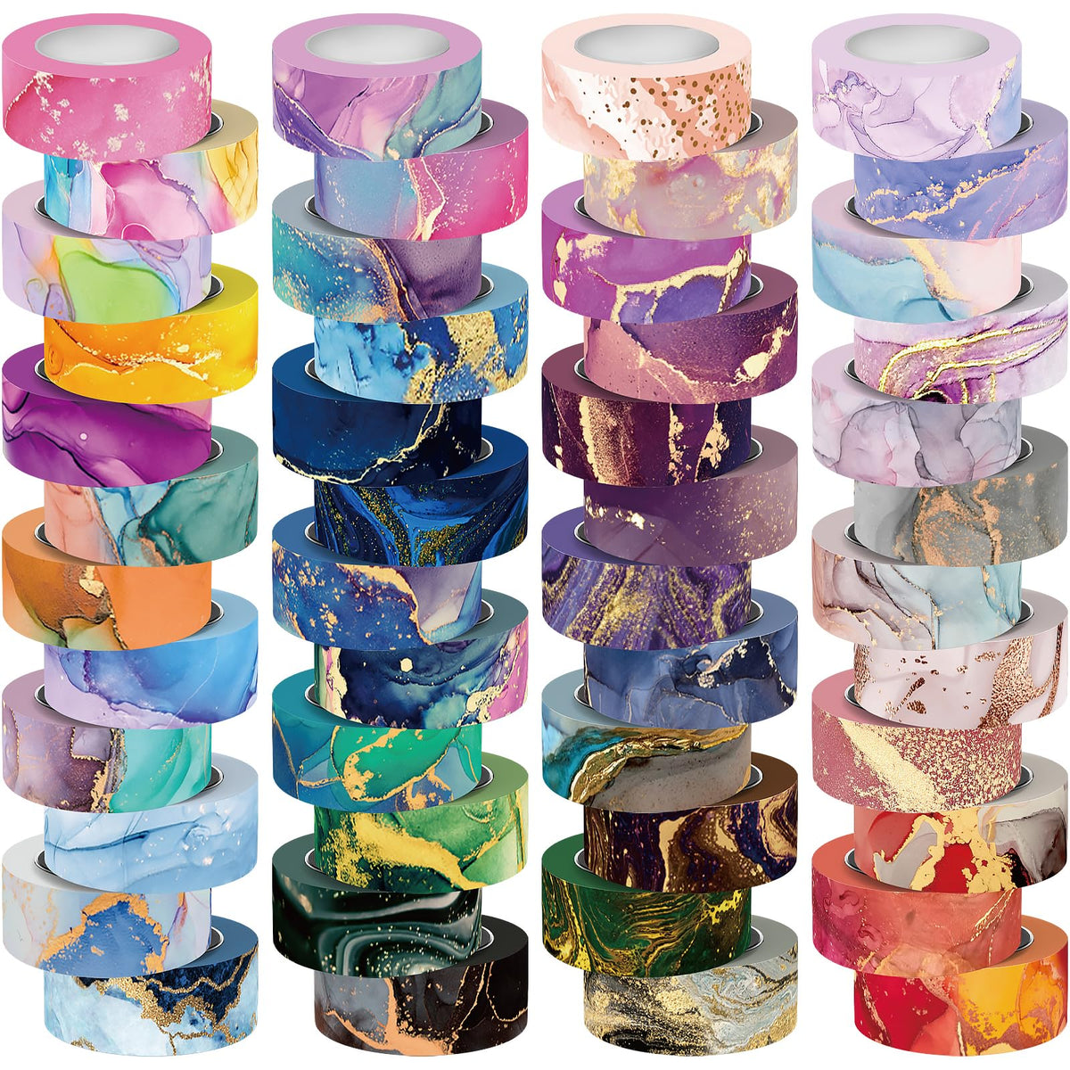 Mooker 48 Rolls Washi Tape Set - Decorative Masking Tape Colored Marbling Patterns, Adhesive