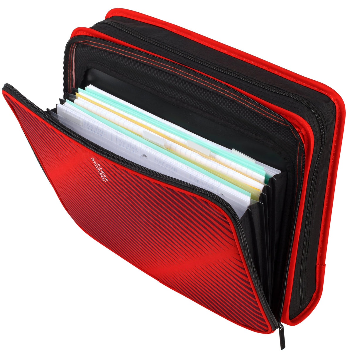 Five Star Zipper Binder, 2 Inch 3-Ring Binder with Round Rings, 5-Tab Expanding File, 380 Sheet