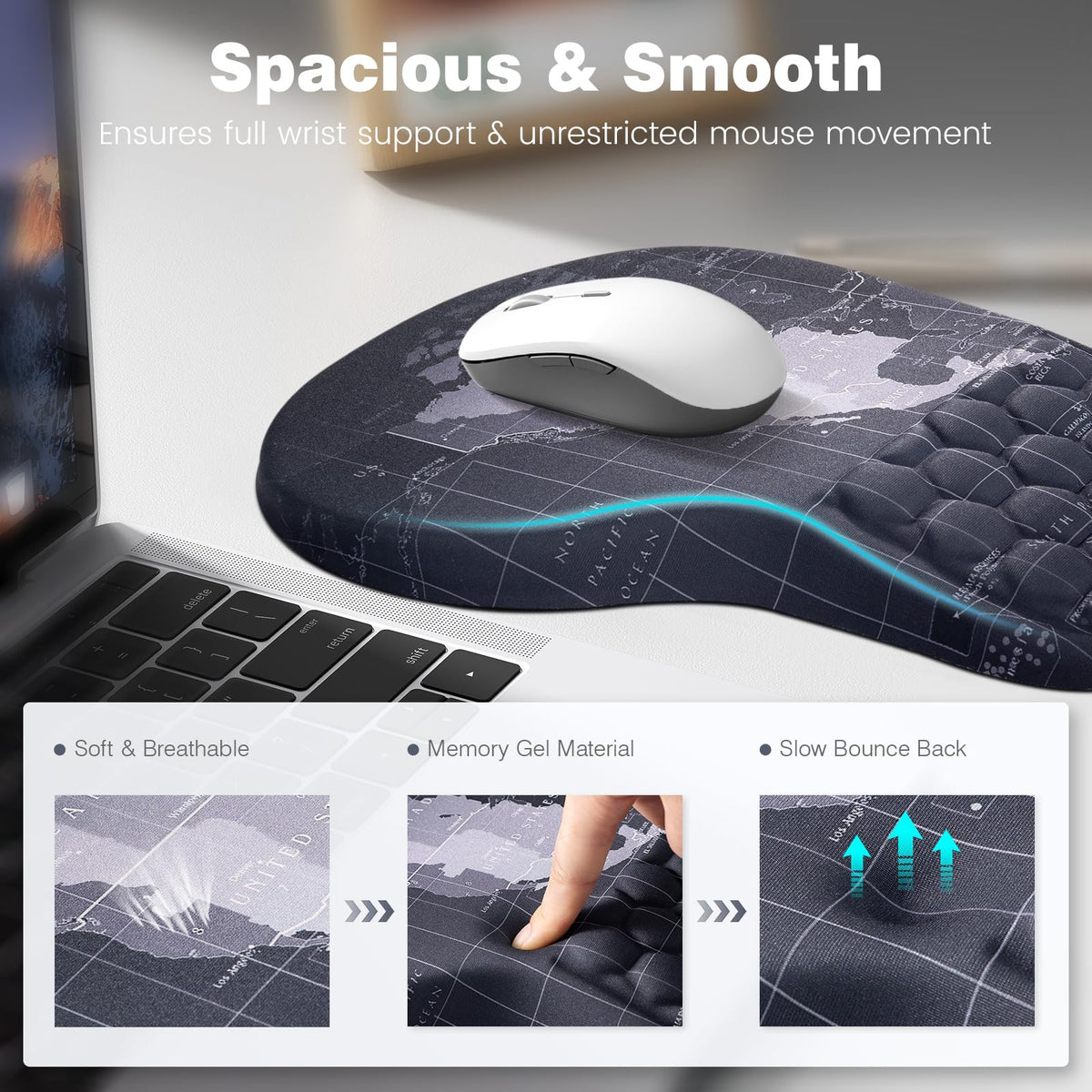 Ospelelf Ergonomic Mouse Pad and Keyboard Stand Wrist Rest Set, Memory Foam Comfort, Pain Relief