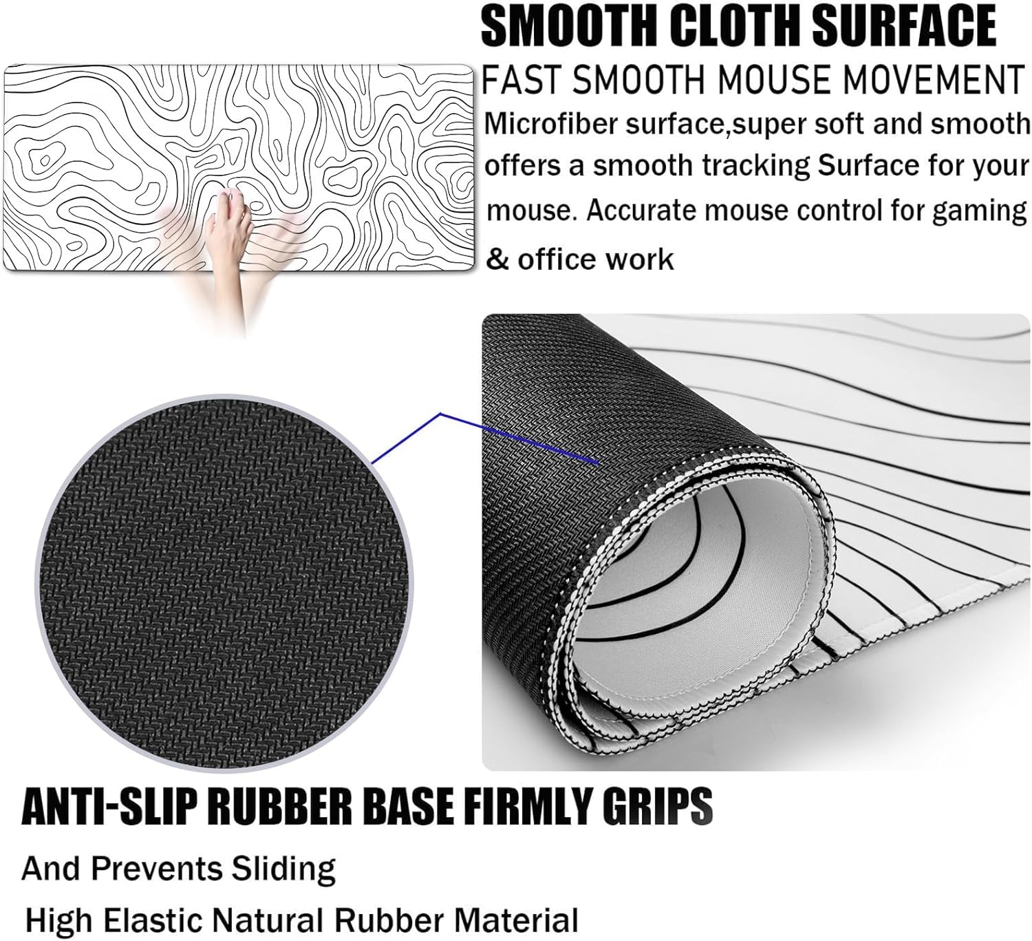 Large Mouse Pad Big Desk Mat Large Office Desk Pad, Black Line