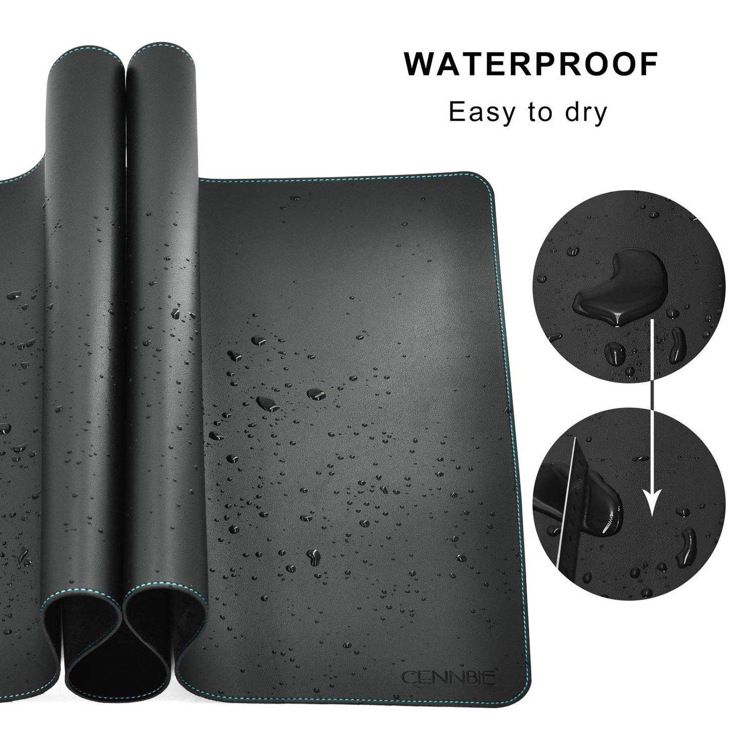 CENNBIE Leather Desk mat Protecter 47.2X19.6in Super Large(Black)