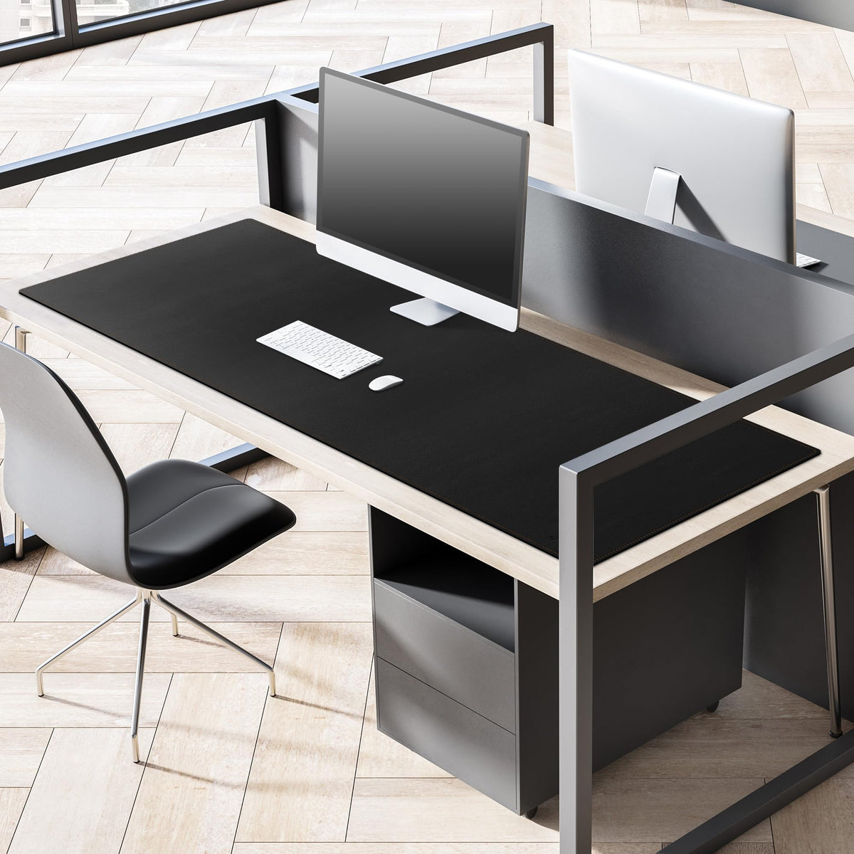 MAIDERN 59”x 19.6” Cork & Leather Desk Pad, Large Desk Mat (Black)