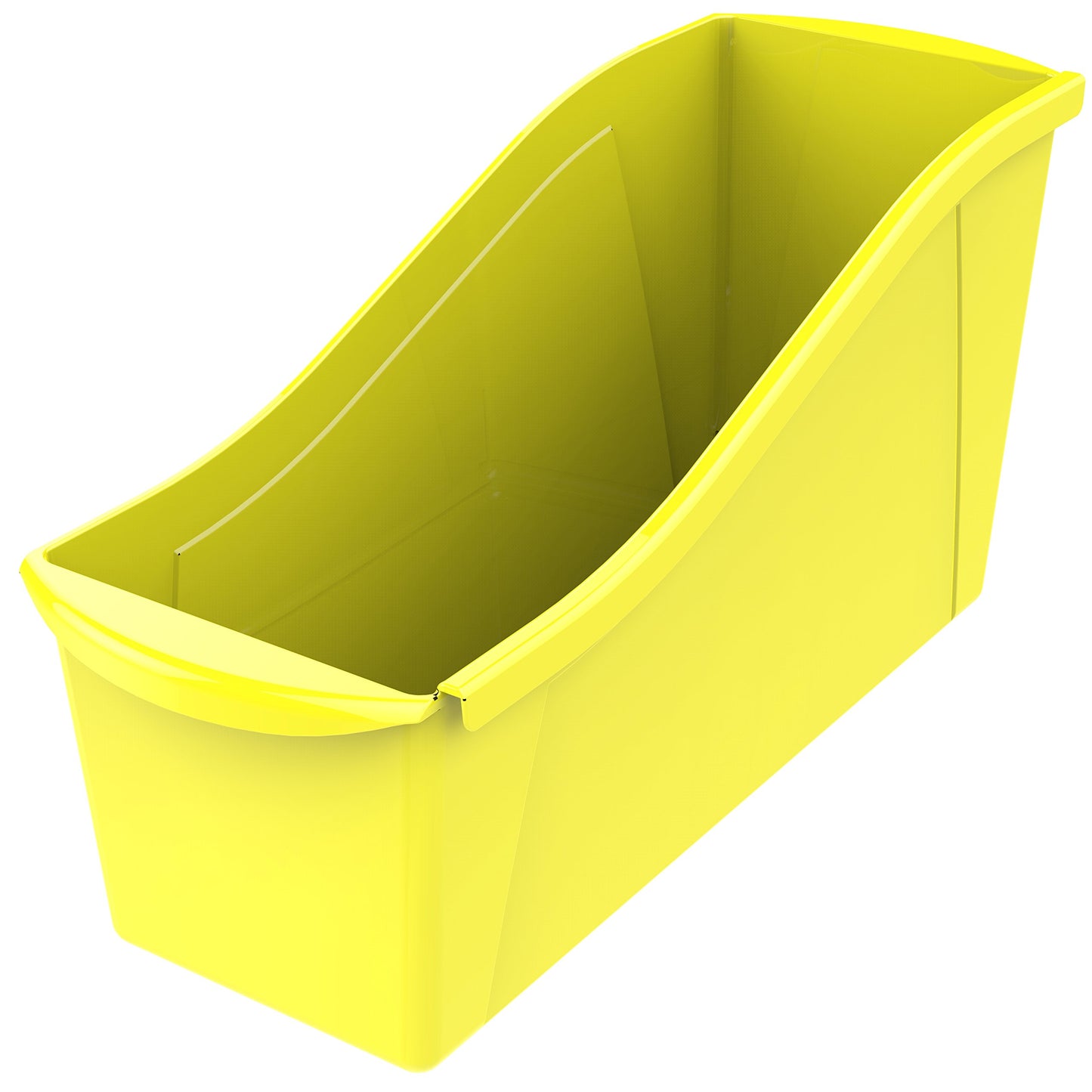 Storex Large Book Bin, Interlocking Plastic Organizer for Home, Office and Classroom, Yellow