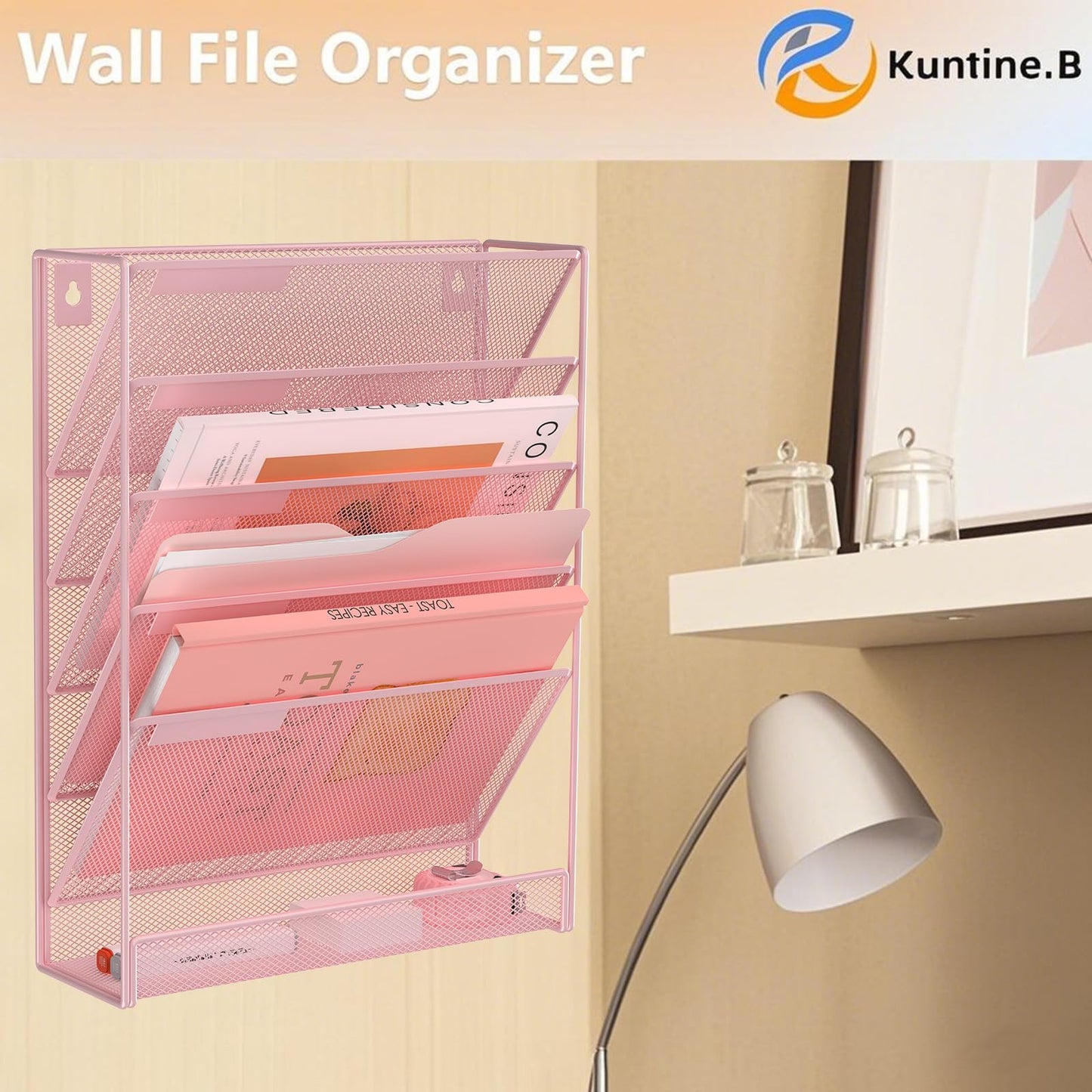 Kuntine.B Wall File Organizer Office Hanging Magazine Holder Wall File Organizer for Office Home