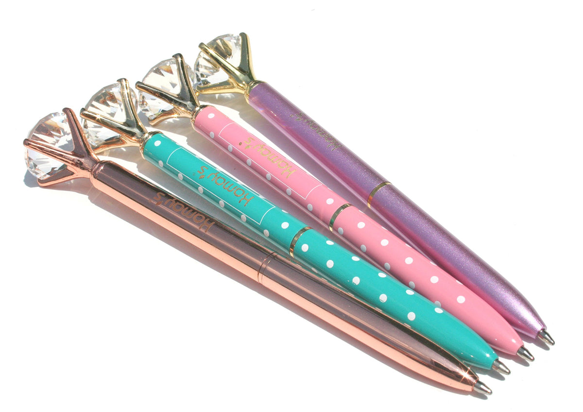 Kamay's 5PCS Diamond Pen Metal Ballpoint Pen with Big Crystal Diamond Funky Design Queen's Scepter