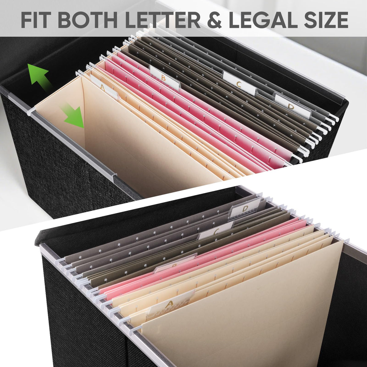 BALEINE File Organizer Box with Lid, Collapsible Hanging File Storage Box