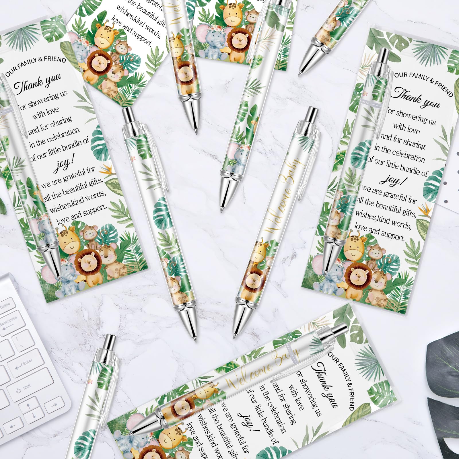 Lebsitey 50 Sets Pen Baby Shower Favors Gifts for Guests Includes 50 Rolling Paper Ballpoint Pens