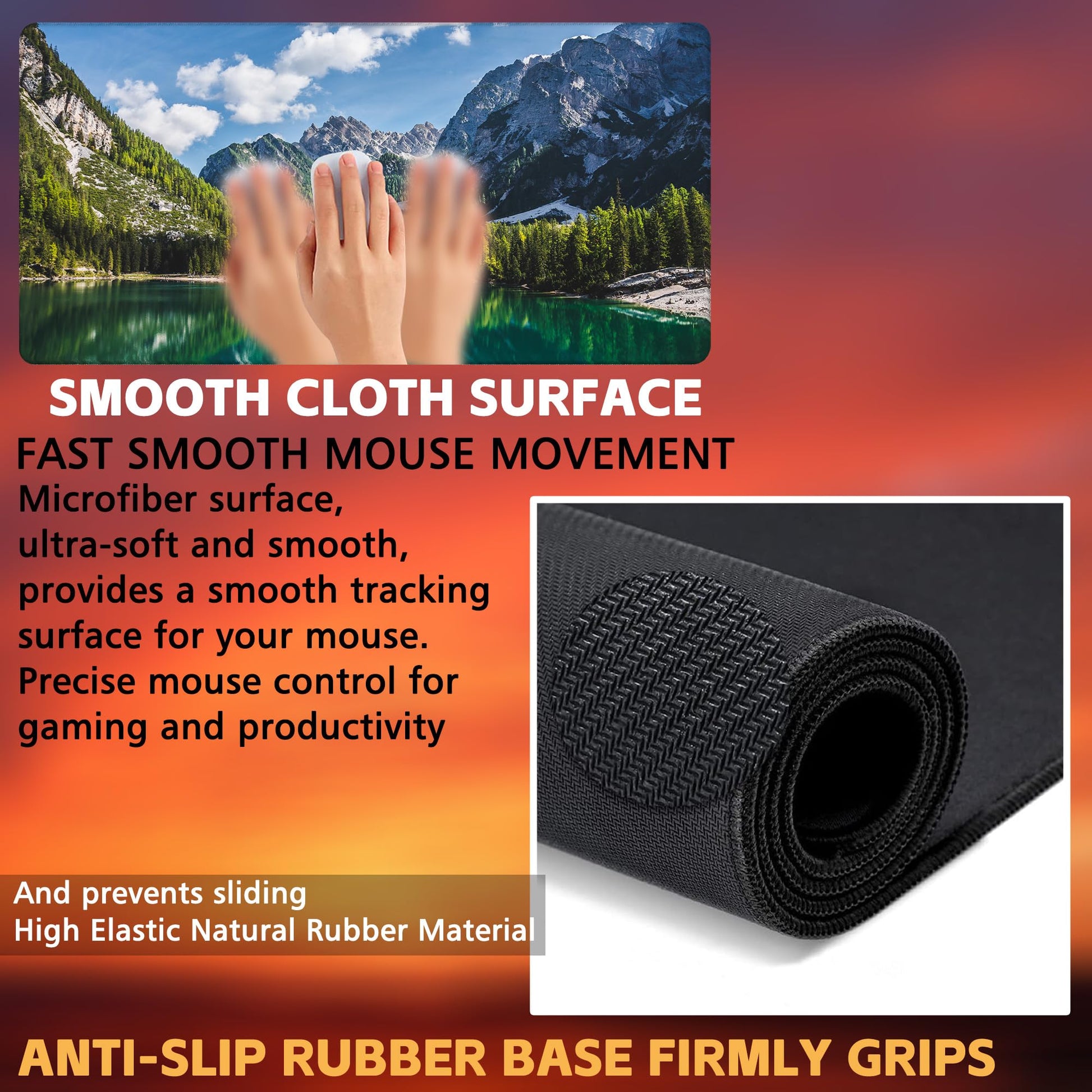 KOAIWPAE Desk Mat, Lake Mountain Landscape Desk Pad, The Alps Large Gaming Mouse Pad for Desk