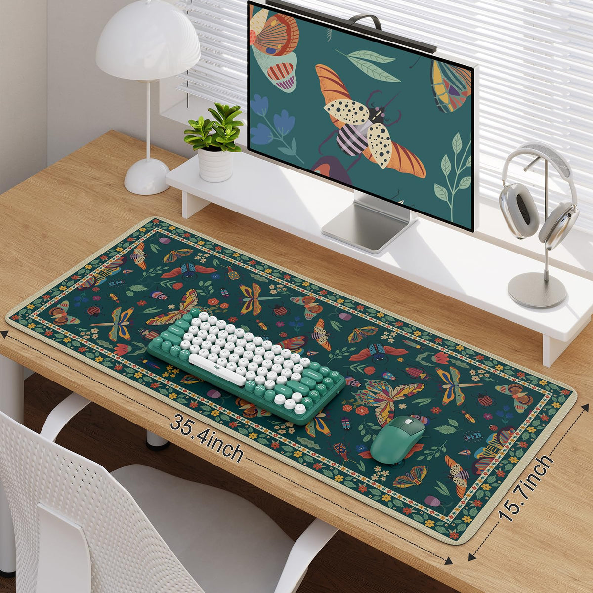 iCasso Desk Pad,Desk Matt for Desktop,Cute Mouse Pad,Green