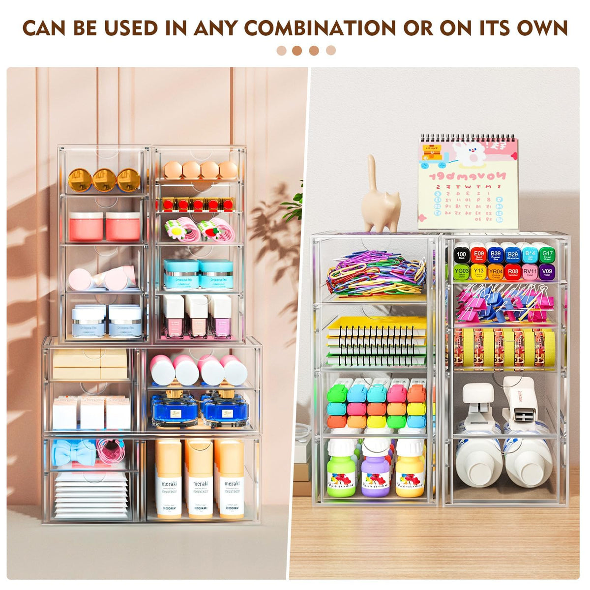 ARSTPEOE 22-Drawer Acrylic Storage & Makeup Organizer for Desk, Bath