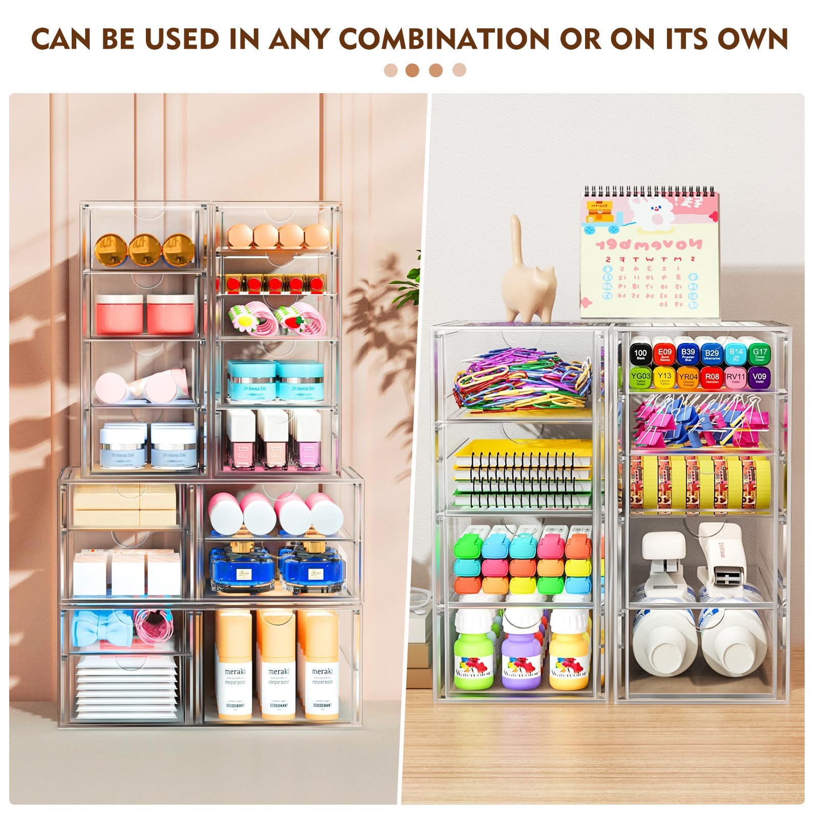 ARSTPEOE 22-Drawer Acrylic Storage & Makeup Organizer for Desk, Bath
