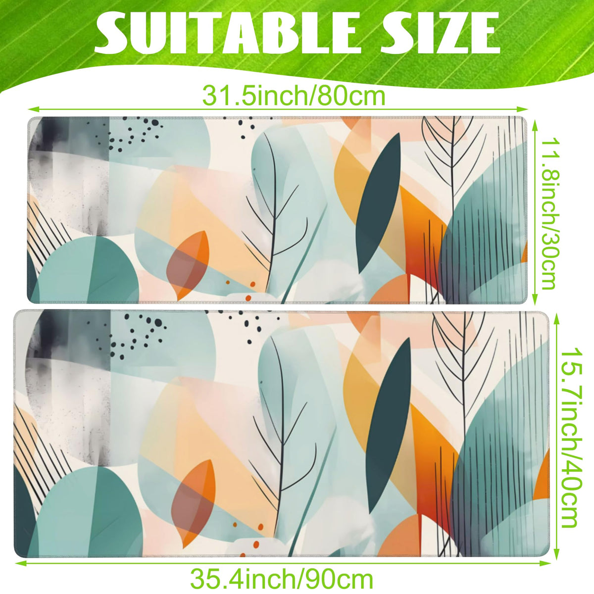 Eflxamz Desk Pad,Abstract Colorful Leaves Desk Mat,Abstract Line Art Large Gaming Mouse Pad for