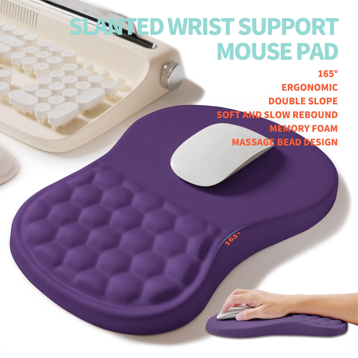 KUOSGM 2-in-1 Ergonomic Set, Wave Rise Keyboard Wrist Rest and Massage Bulge Slope Mouse Pad Wrist