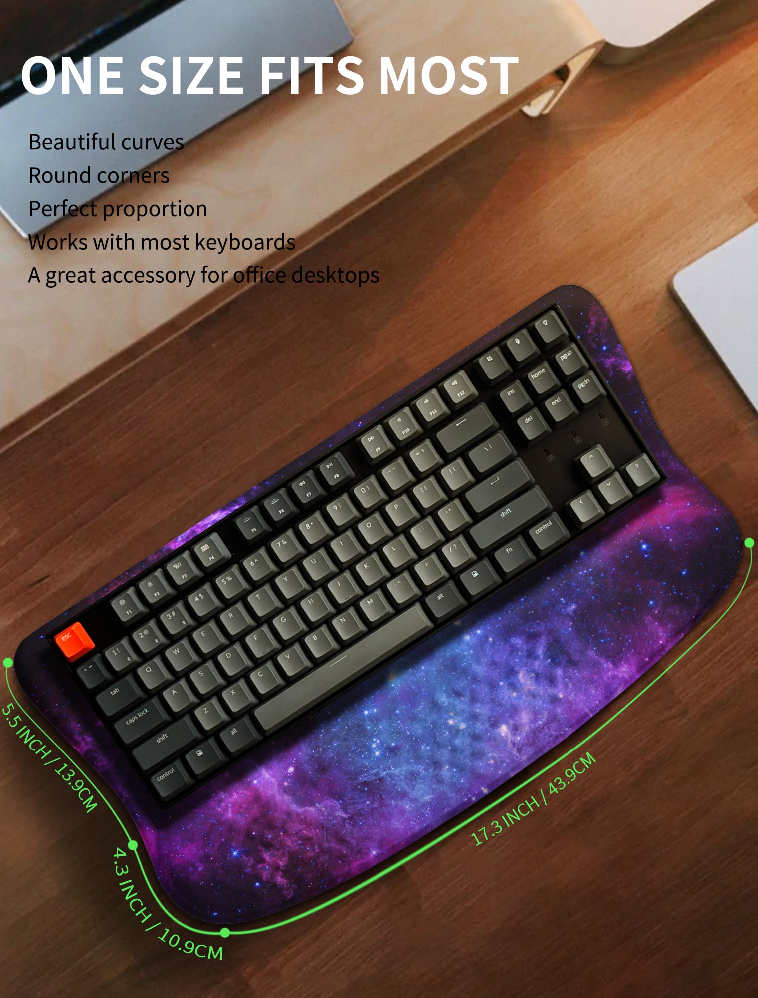 KUOSGM Ergonomic Wave Wrist Rest with Keyboard Stand, Cushioned Palm Rest, Comfortable Integrated