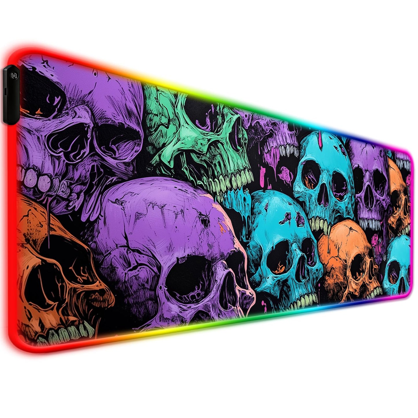 JIANG100 RGB Dark Gothic Skull Design Gaming Desk Mat & Mouse Pad, XL