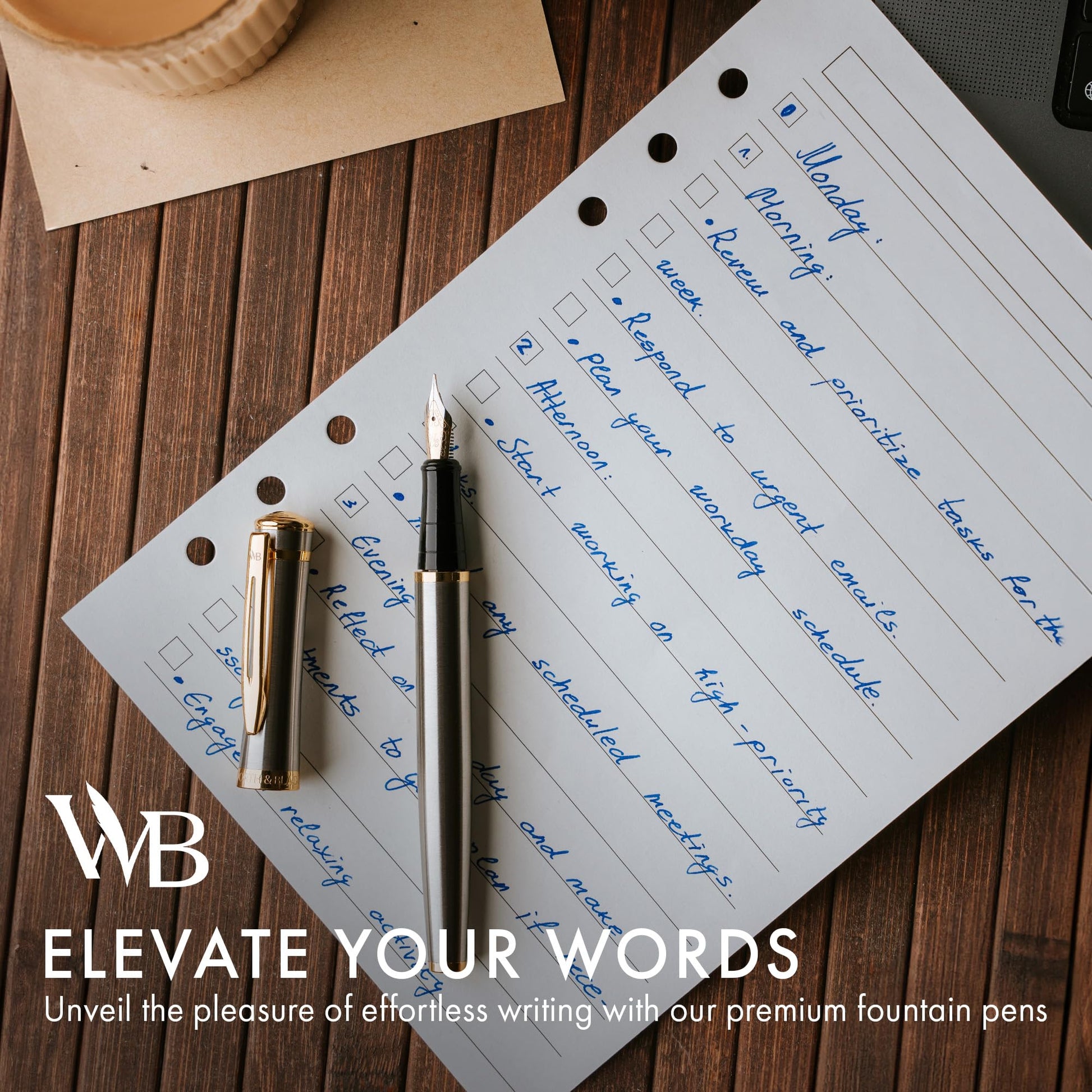Wordsworth & Black Fountain Pen Set for Writing, Extra Fine Nib,Silver