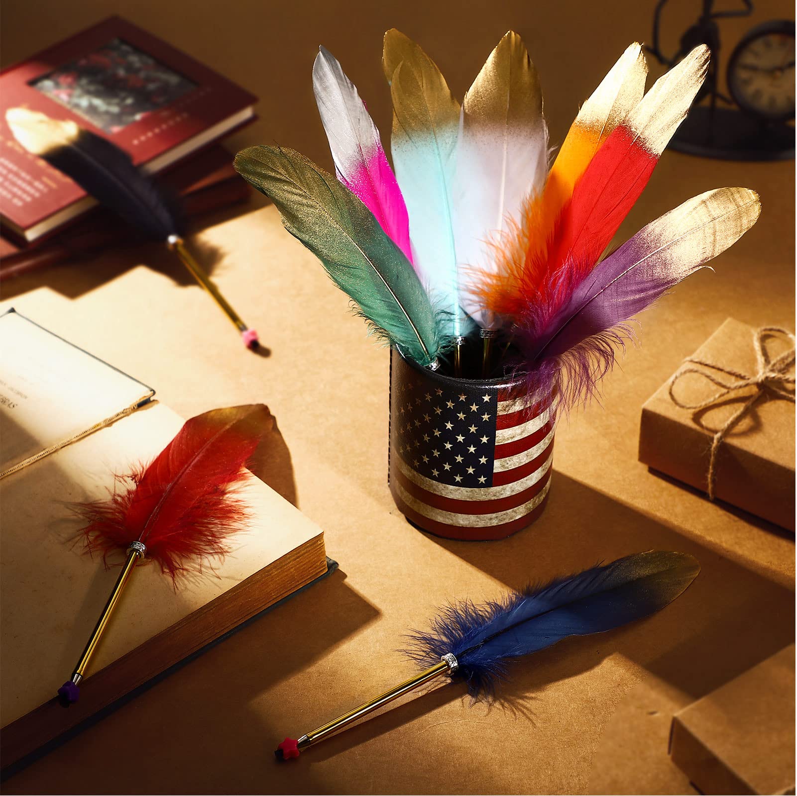 Censen 20 Pcs Feather Quill Pens Feather Ballpoint Pen Black Ink Vintage Quill Pen Wedding Pen for