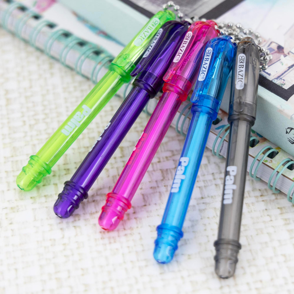 BAZIC PRODUCTS Palm Ballpoint Pens, Key Chain, Black Ink, 5 Ct, 12-Pack