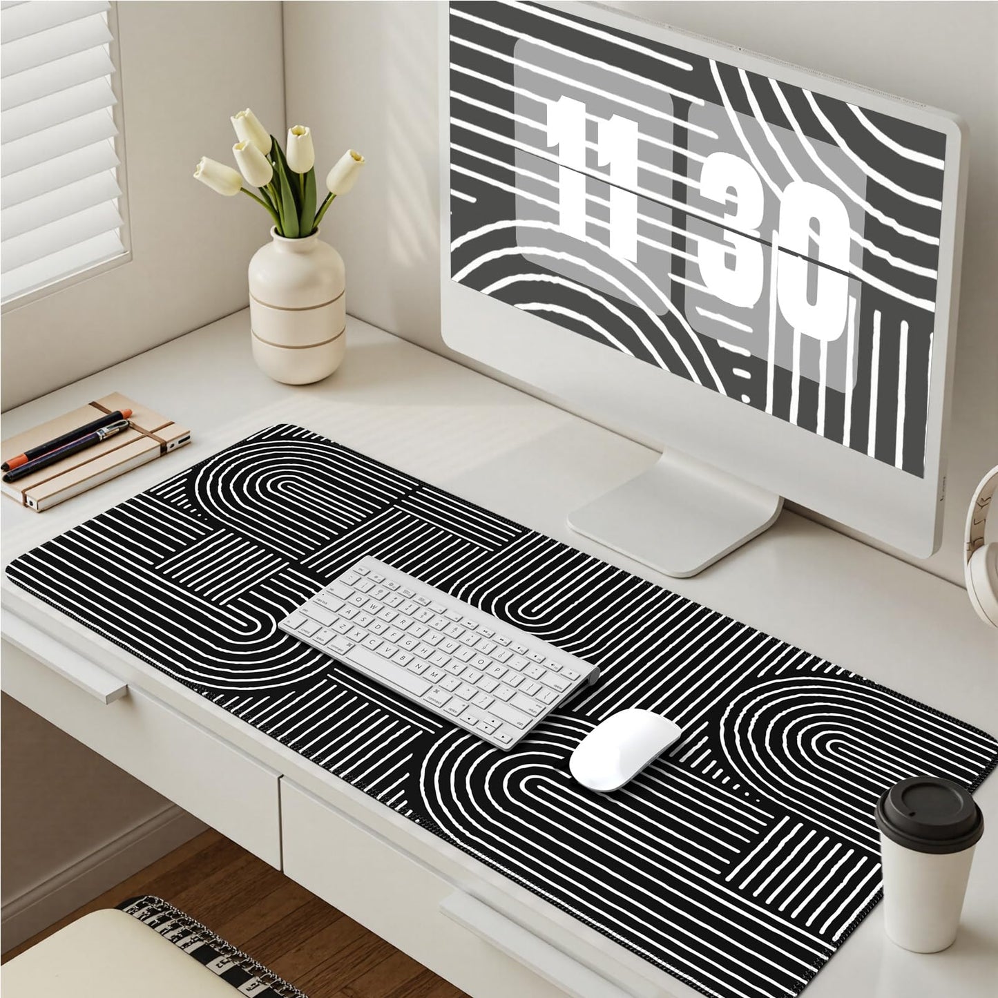 iCasso Black Desk Mat, Large Mouse Pad for Desk, Computer Pad for Desktop