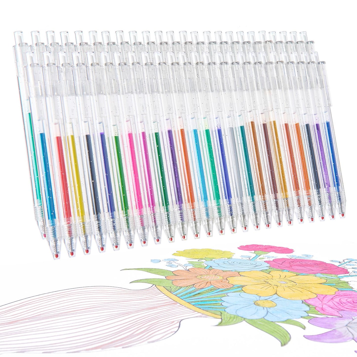 EpenGo Click Glitter Gel Pen Set, 48 Colors 1.0mm for Coloring & Journaling