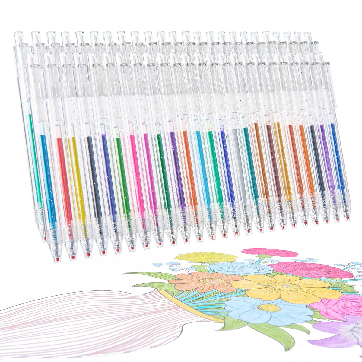 EpenGo Click Glitter Gel Pen Set, 48 Colors 1.0mm for Coloring & Journaling