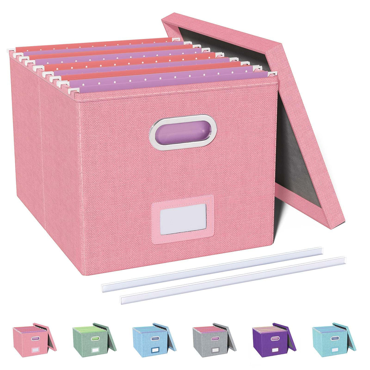 Oterri File Organizer, File Box, File Cabinet for Letter File Folder Storage, Portable Storage Bins