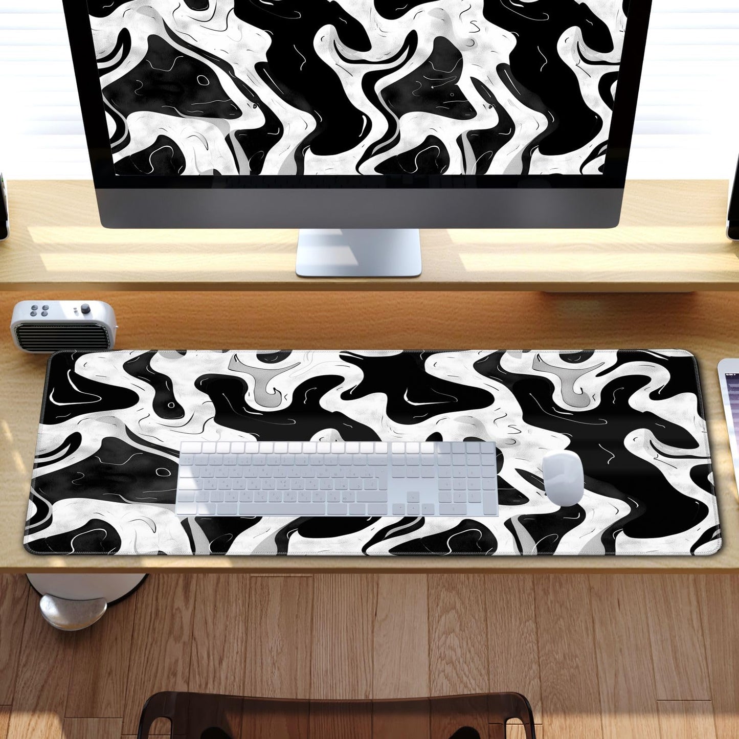 Black and White Desk Mat Mouse Pad XL Big Mousepad Gaming Large Mouse Pad Desk Pad with Stitched