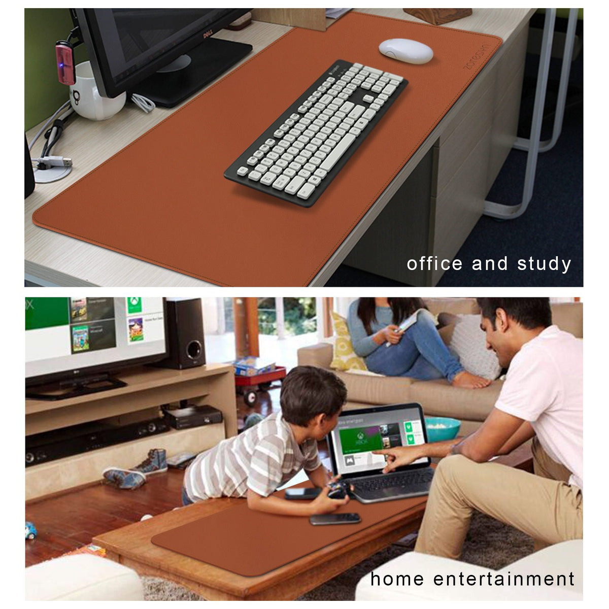 ZORESYN Large PU Leather Desk Pad, 35.4" x 15.8", Brown
