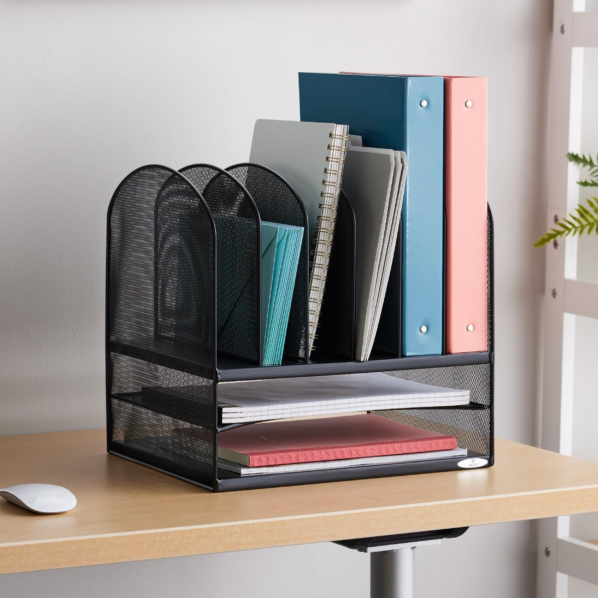 Safco Onyx Desk Organizer, 6 Vertical Compartments and 2 Trays, Office and Classroom Mailbox