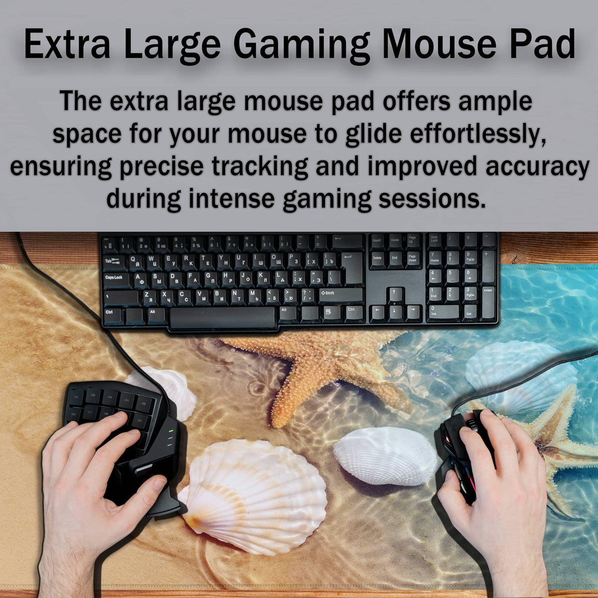 Samgula Large Mouse Pad Palm Starfish Seashell, Gaming Mouse Pads Office Desk Pads, Full Desk Mouse