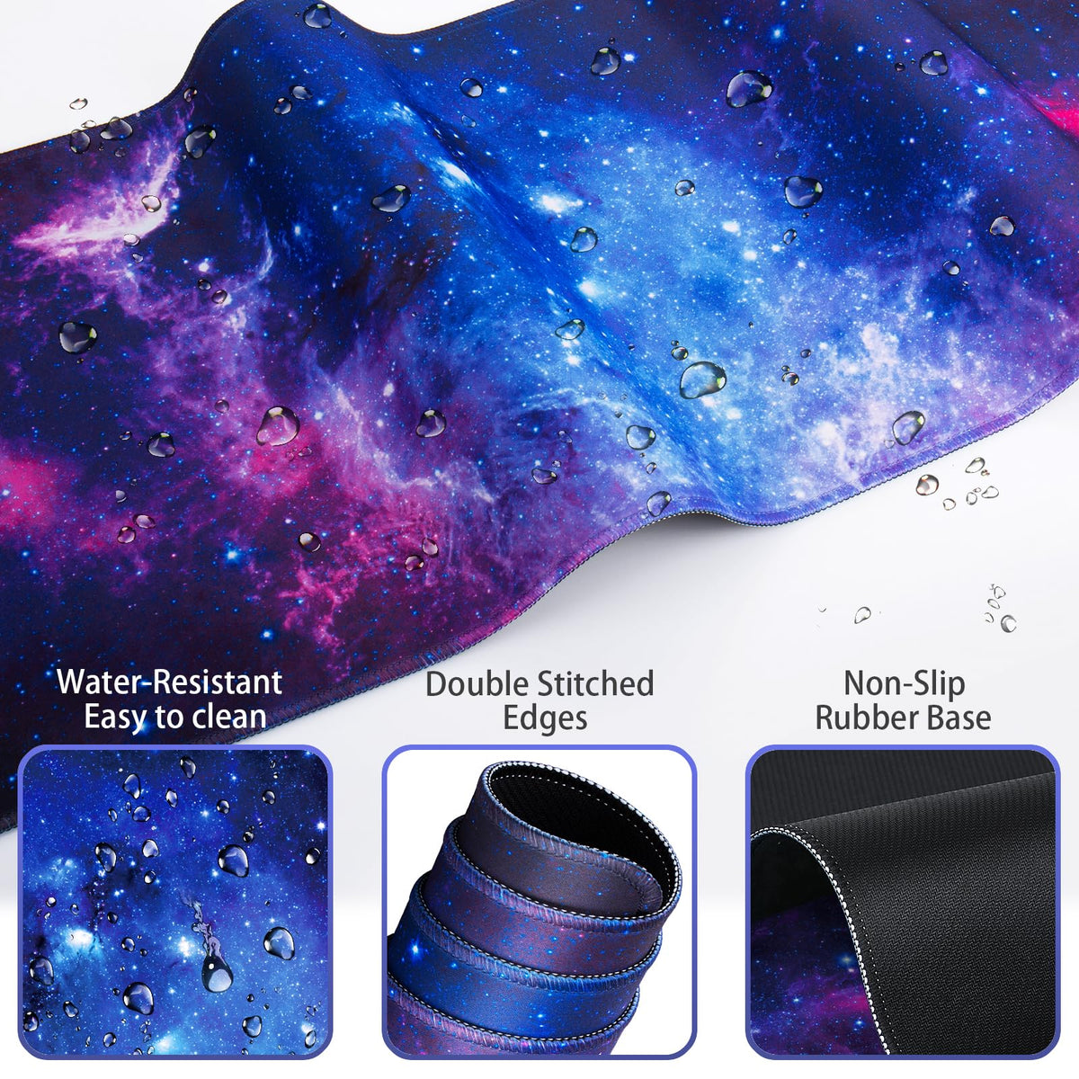 Mouse Pad Galaxy with Wrist Rest, 4-in-1 Large Mousepad Keyboard