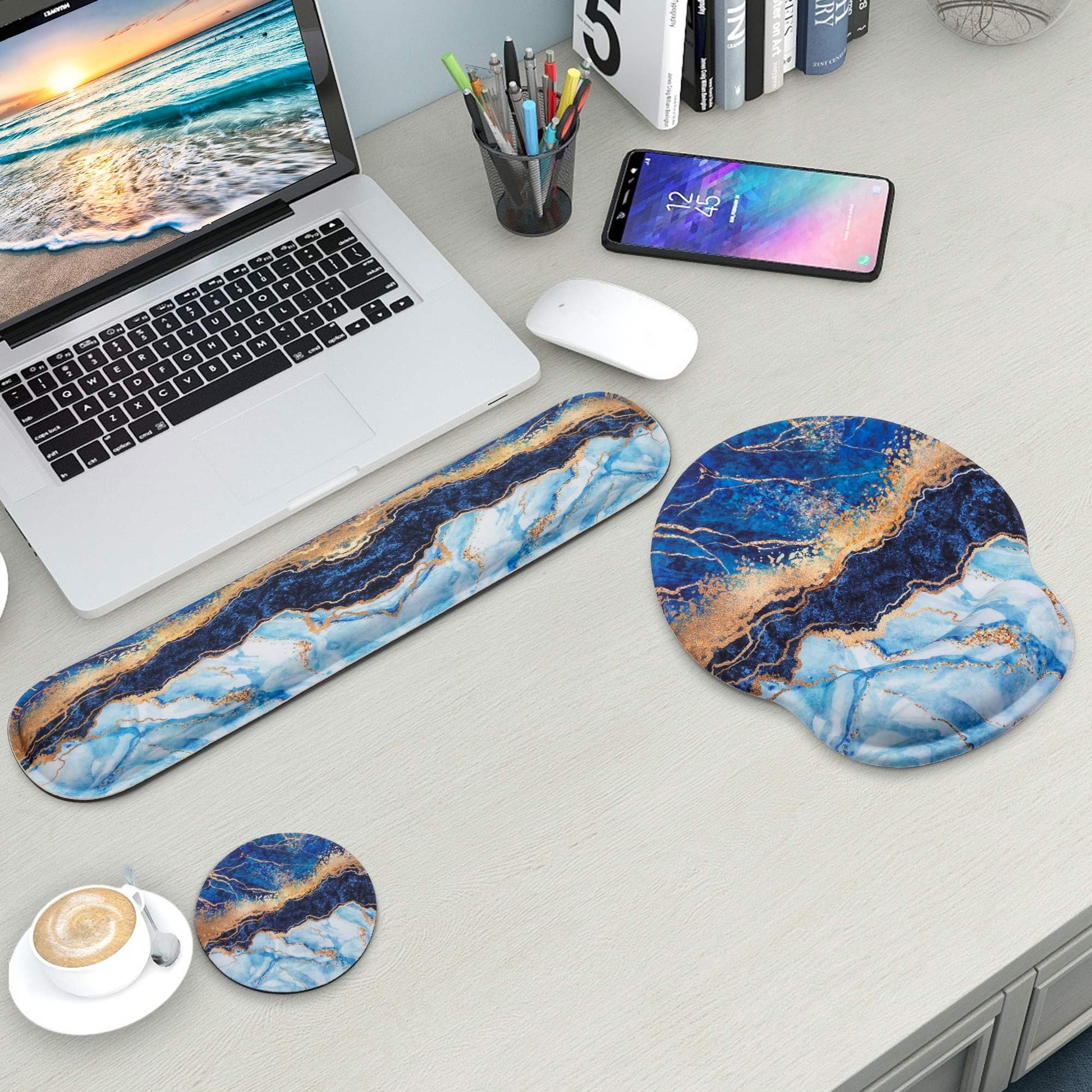 Wiabsi Mouse Pad and Keyboard Wrist Rest Support,Ergonomic Mouse Pad Set