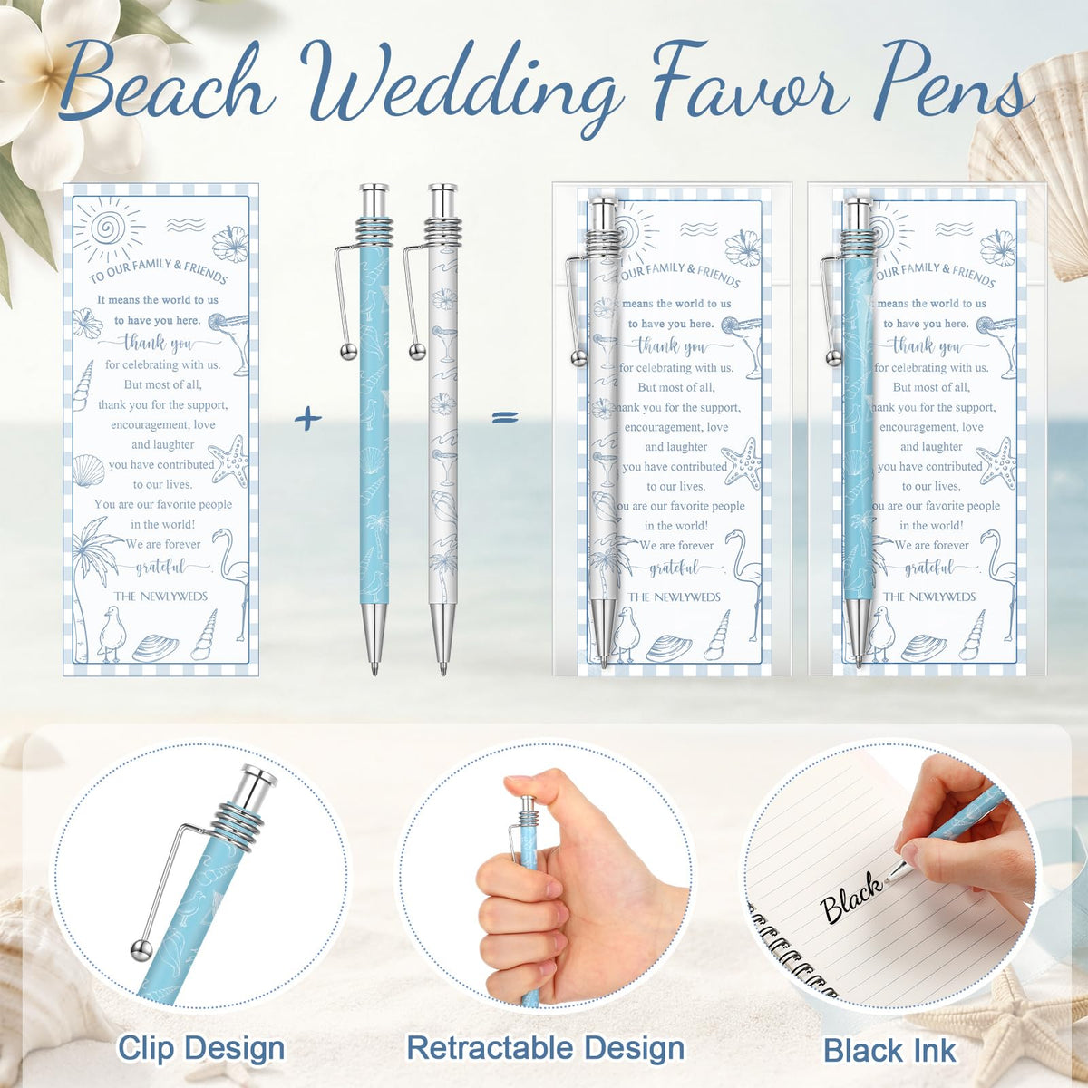 Tenceur 50 Set Beach Wedding Pens Gifts for Guests Bridal Shower