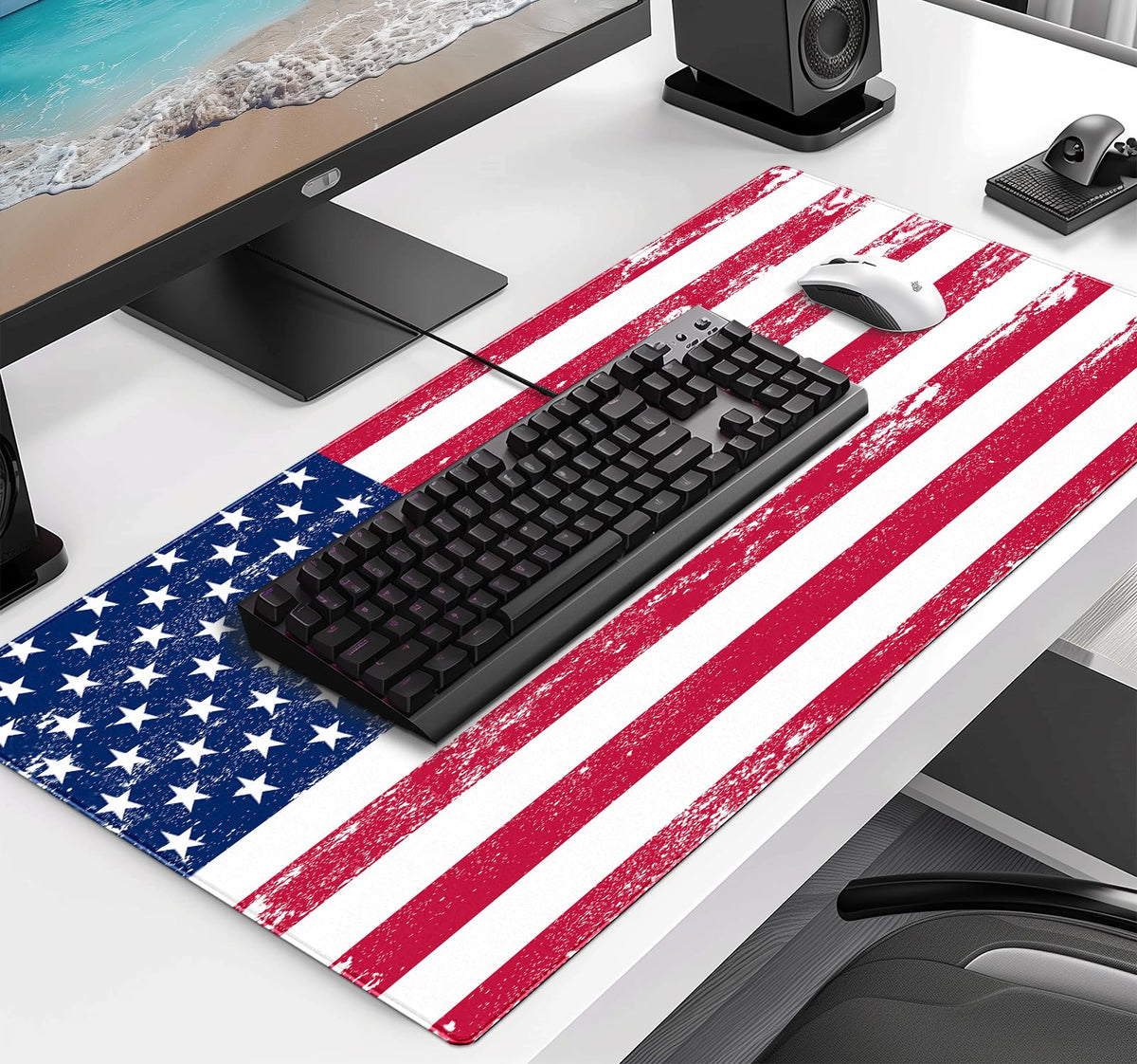 American Flag XXL Large Mouse Pad, Gaming and Home Stitching Side Table Mat