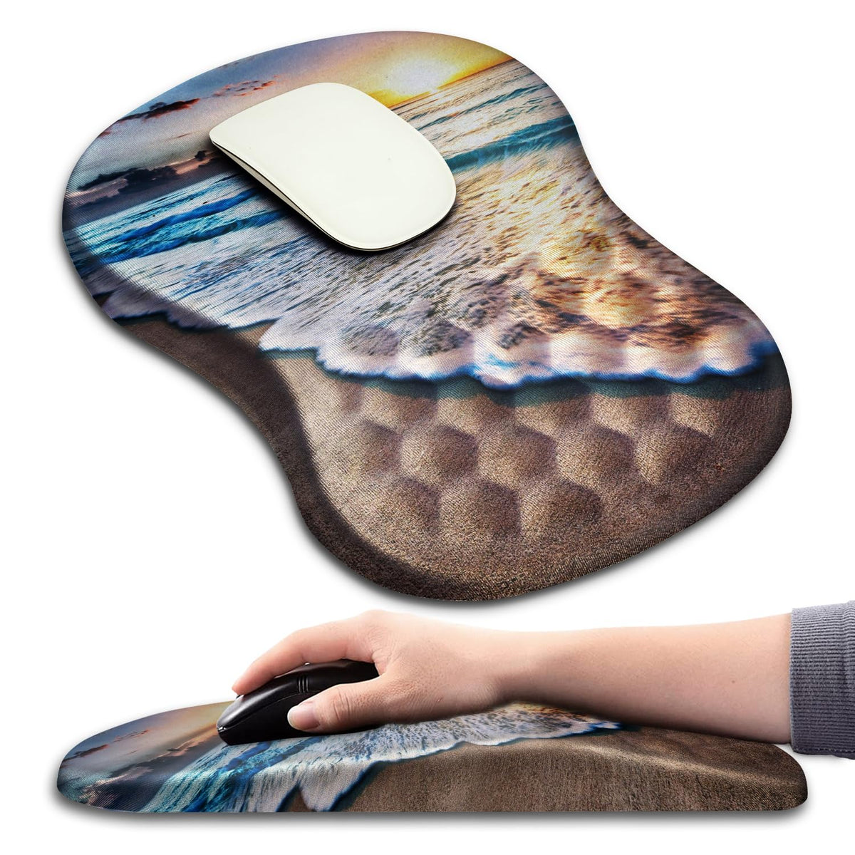 Hokafenle Ergonomic Mouse Pad Wrist Support with Massage Design, Wrist Rest Pain Relief Mousepad