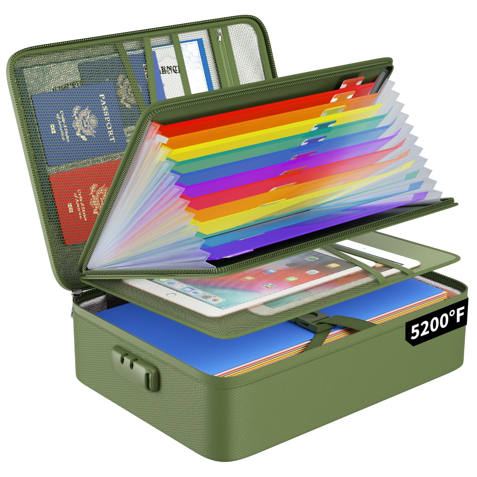 ENGPOW Fireproof File Organizer Bag with 13 Pockets Accordion File Folder