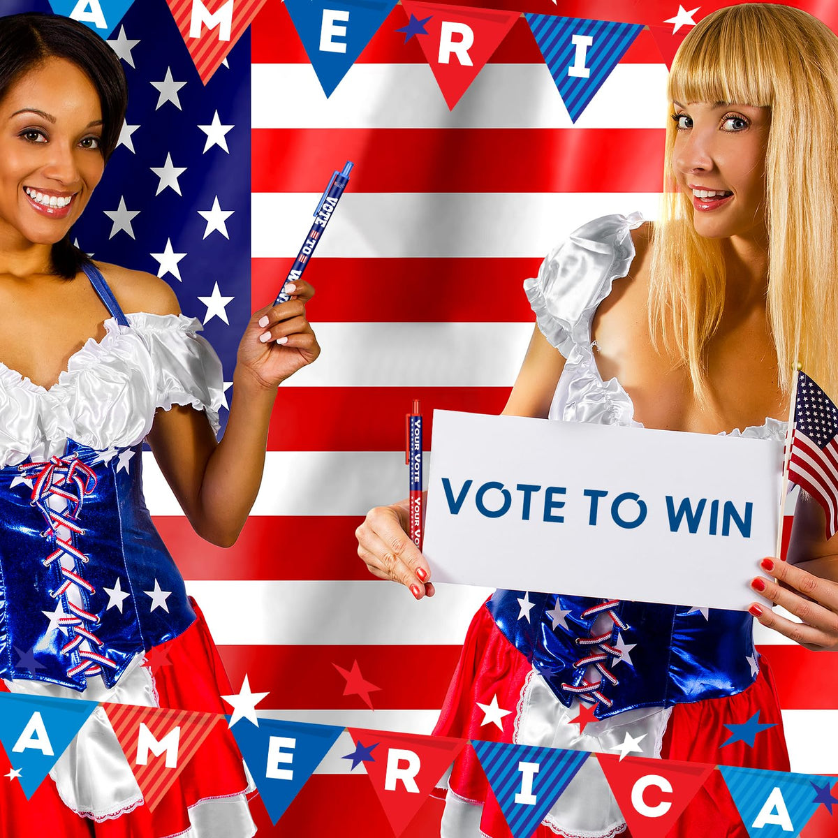 Leinuosen 120 Pieces Vote Pens Bulk 250 Anniversary USA American Flag Ballpoint Pens Your Vote