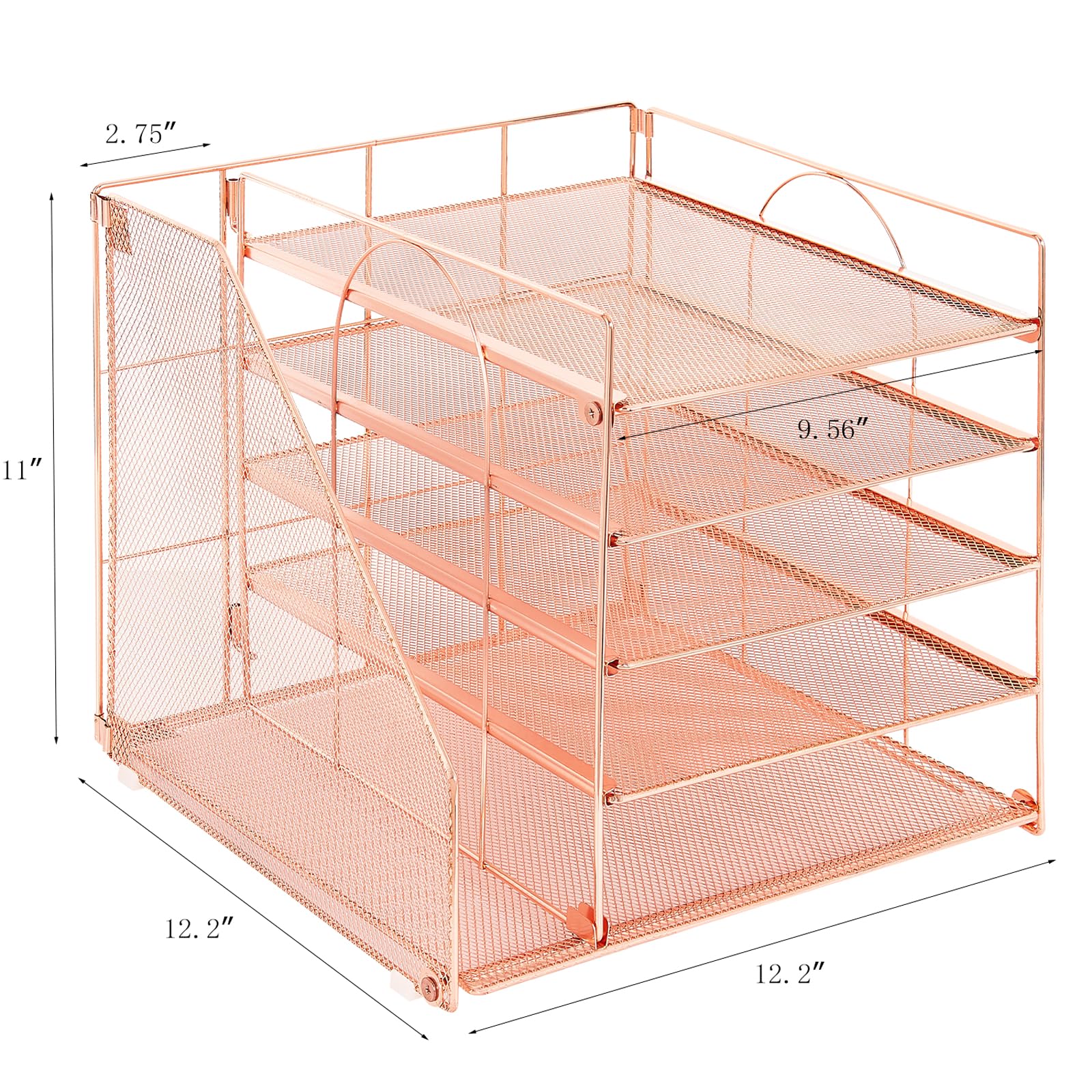 LEKETREE Desk Organizers and Accessories, 5-Tier Paper Letter Tray Organizer with File Holder
