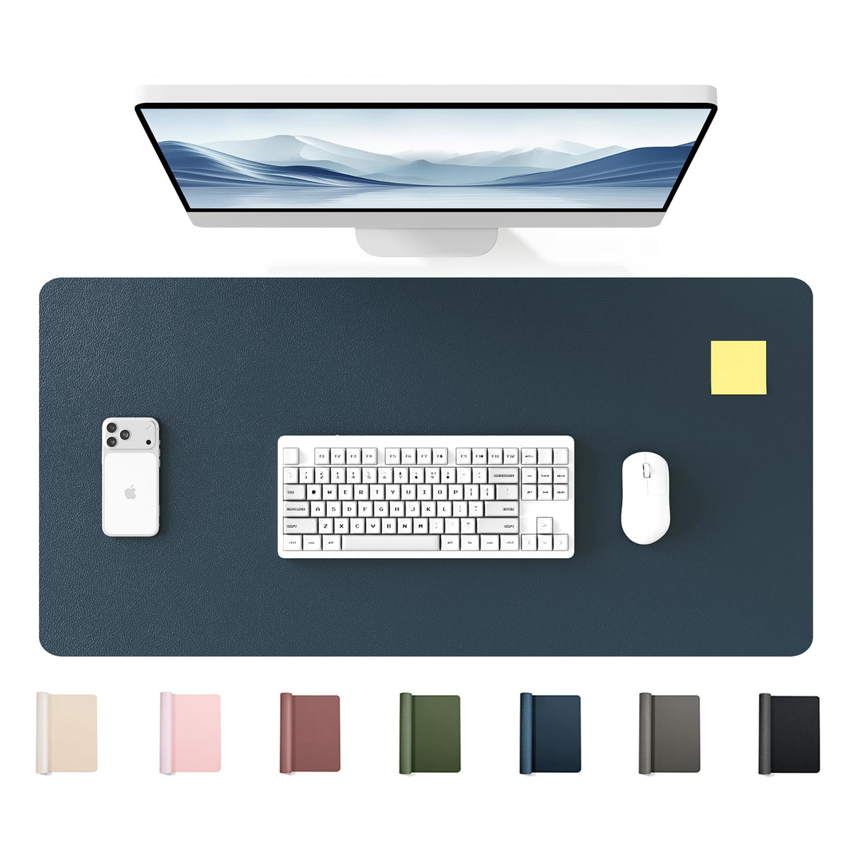 YSAGi 35.4" x 17" Large PU Leather Desk Mat for Keyboard and Mouse - Waterproof Non-Slip Desk Pad