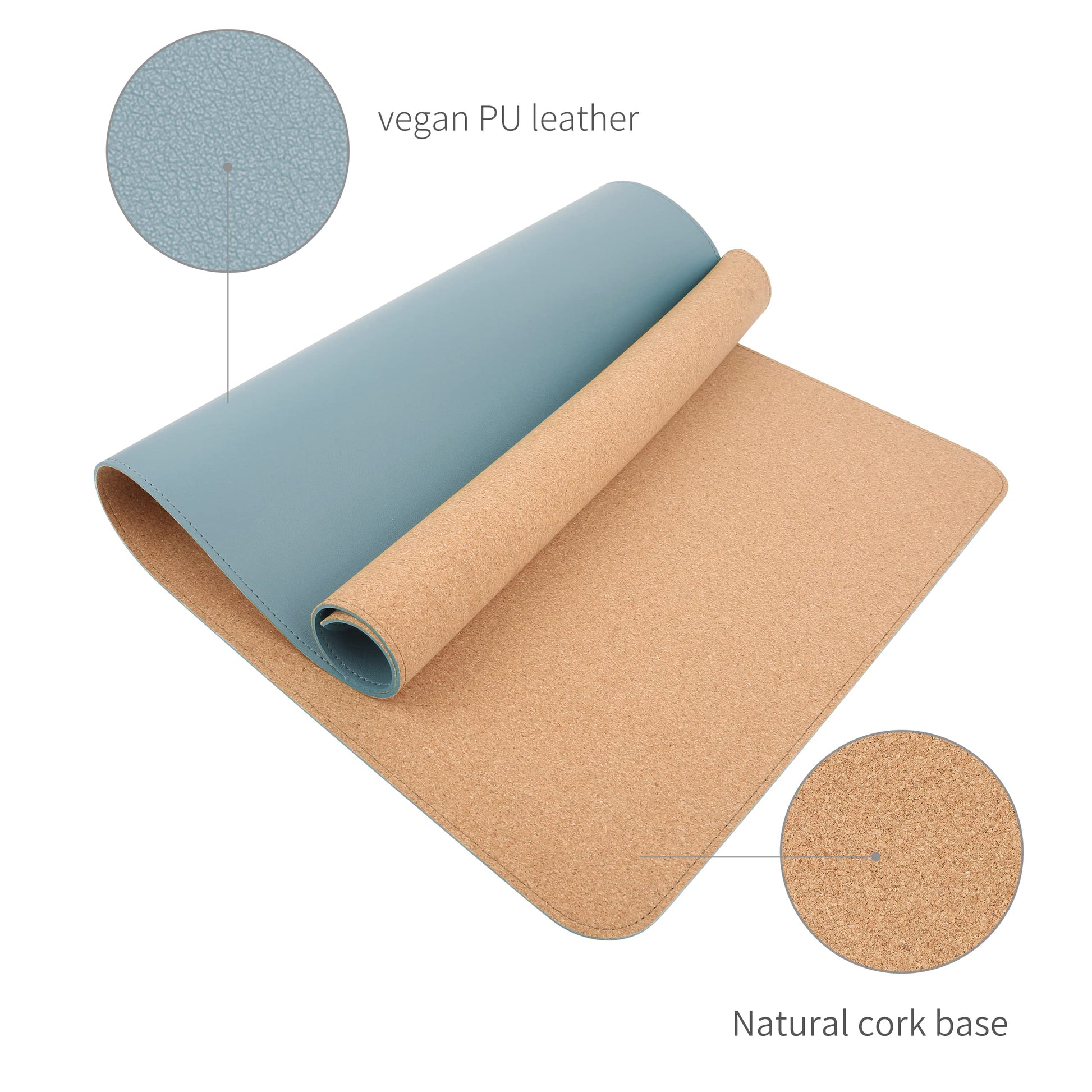 RENMTURE Dual-Sided Mouse Pad, Natural Cork & PU Leather Large Desk Pad for Office and Home Work