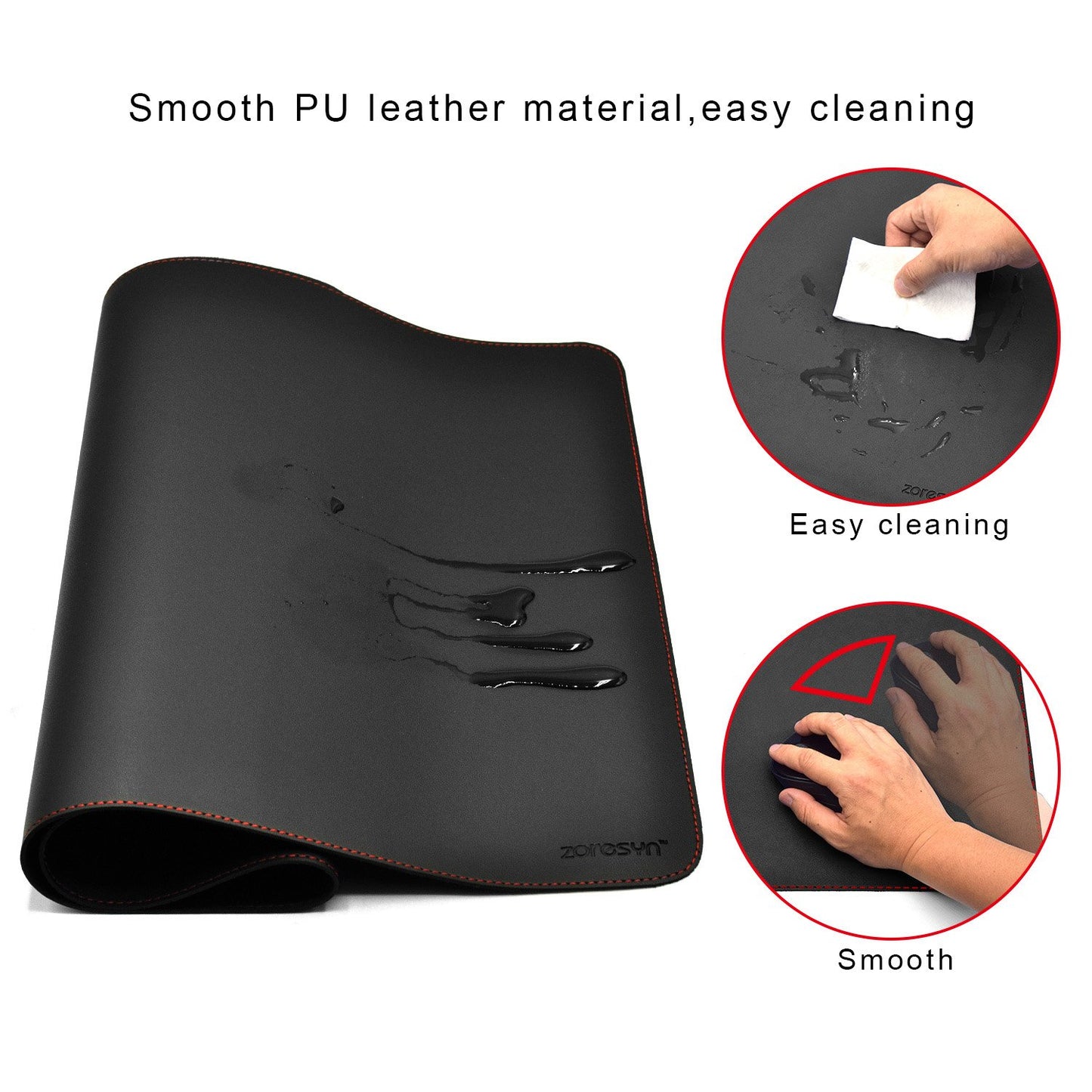 ZORESYN Large PU Leather Desk Pads Black, 35.4"x15.8"