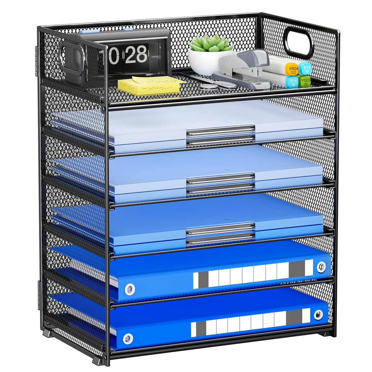 Kinkota 6-Tier Paper Organizer for Desk with Handle