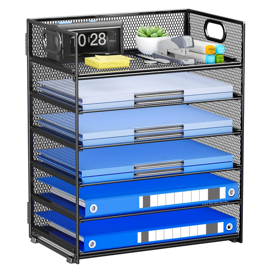 Kinkota 6-Tier Paper Organizer for Desk with Handle