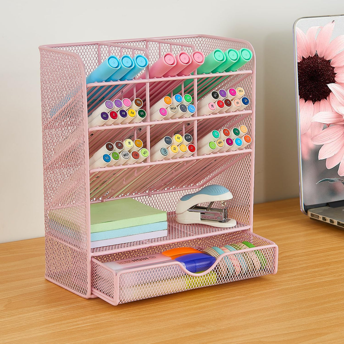 Spacrea Pen Holder Desk Organizer - Desk Organizers and Accessories, Pencil Holder with 10