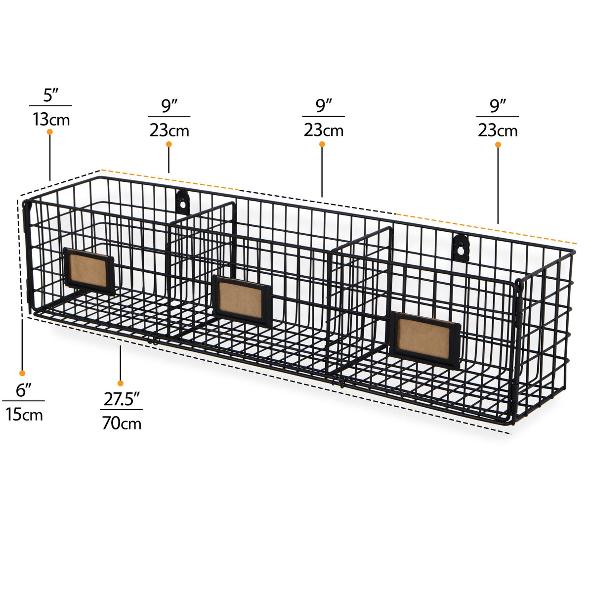 Wall35 Amalfi Hanging File Folders Office Desk Organizer Wall Mount Wire Basket Storage Magazine