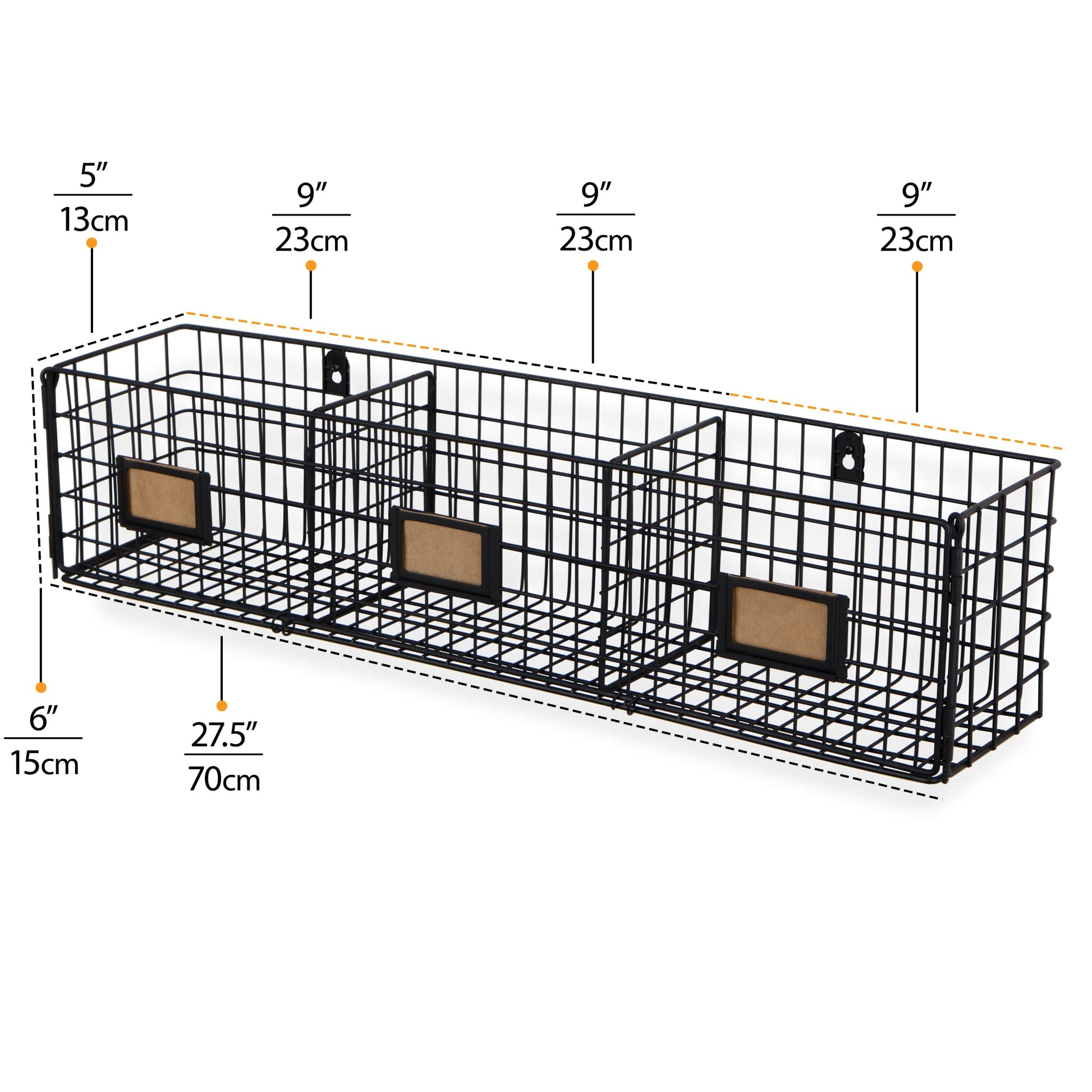 Wall35 Amalfi Hanging File Folders Office Desk Organizer Wall Mount Wire Basket Storage Magazine