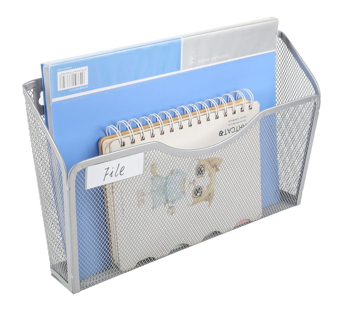 EasyPAG 3 Pack Wall File Organizer with Label Panel, Metal Mesh Hanging File Folder Holder for