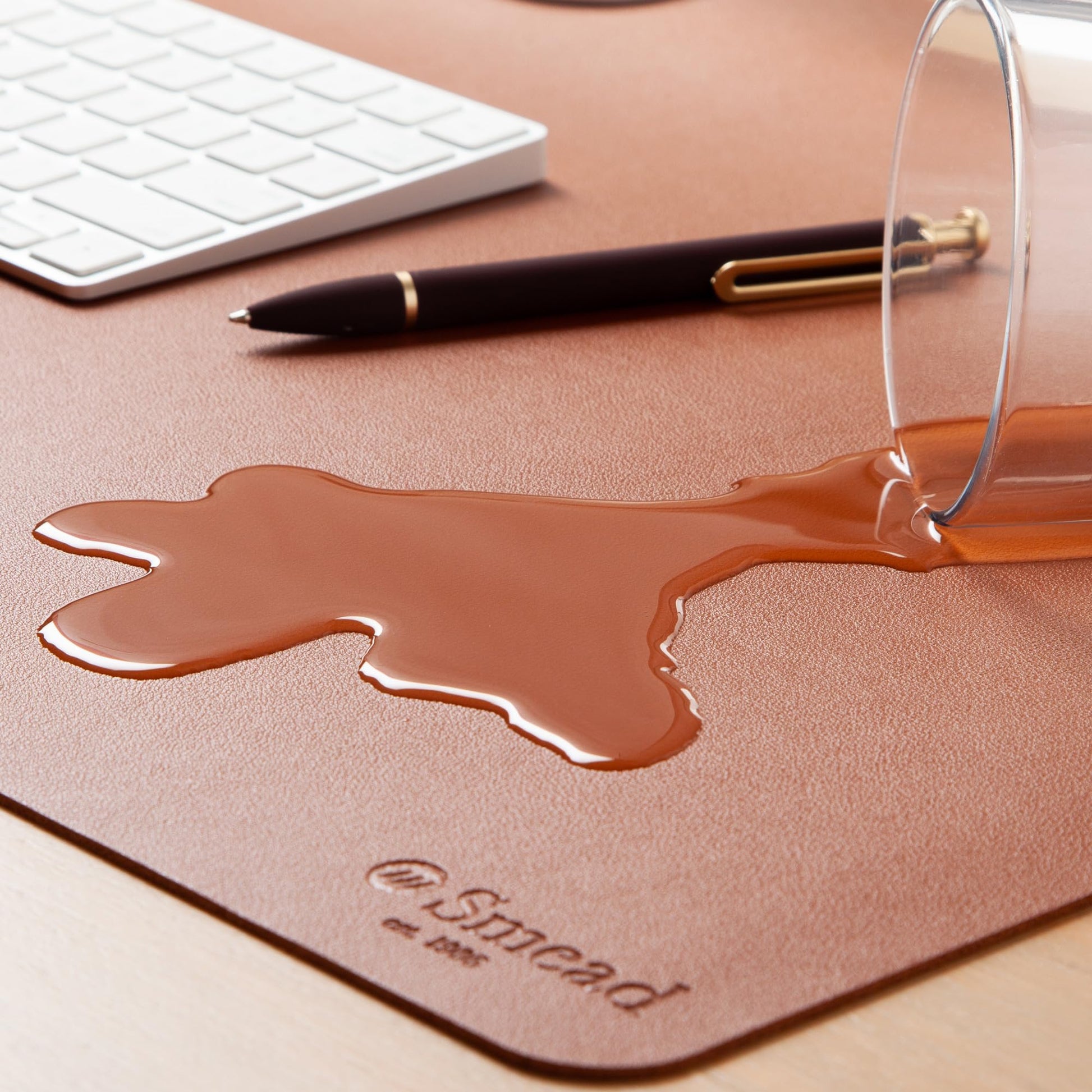 Smead Vegan Leather Desk Pad Mat, Office Desk Mat, Large, Saddle Brown