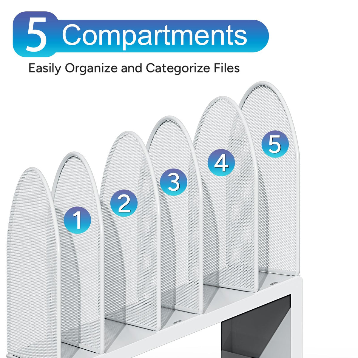 gianotter Desktop File Organizer with 5 Compartments